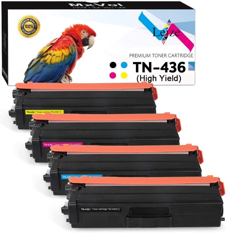 Photo 1 of Leize Compatible Brother TN-436 TN 436 TN433 Toner Cartridge Replacement for TN436BK TN436C TN436M TN436Y High Yield use for Brother MFC-L8900CDW HL-L8360CDW MFC-L8610CDW HL-L8260CDW Printer, 4-Pack
