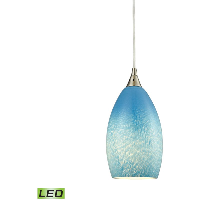 Photo 1 of Earth LED 5 inch Satin Nickel Mini Pendant Ceiling Light in 1, Whispy Cloud Sky Blue, Standard
