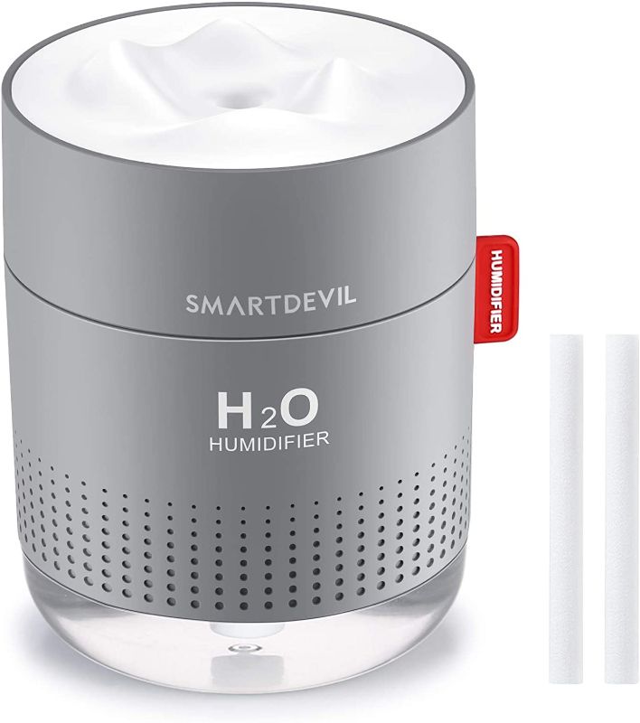 Photo 1 of SmartDevil Small Humidifiers, 500ml Desk Humidifiers, Whisper-Quiet Operation, Night Light Function, Two Spray Modes,Auto Shut-Off for Bedroom, Babies Room, Office, Home (Gray)
