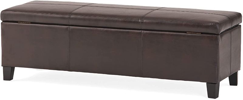 Photo 1 of Christopher Knight Home Glouster PU Storage Ottoman, Brown
