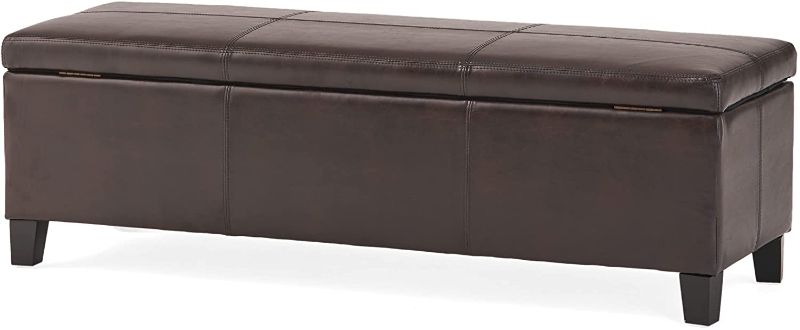 Photo 1 of Christopher Knight Home Glouster PU Storage Ottoman, Brown
