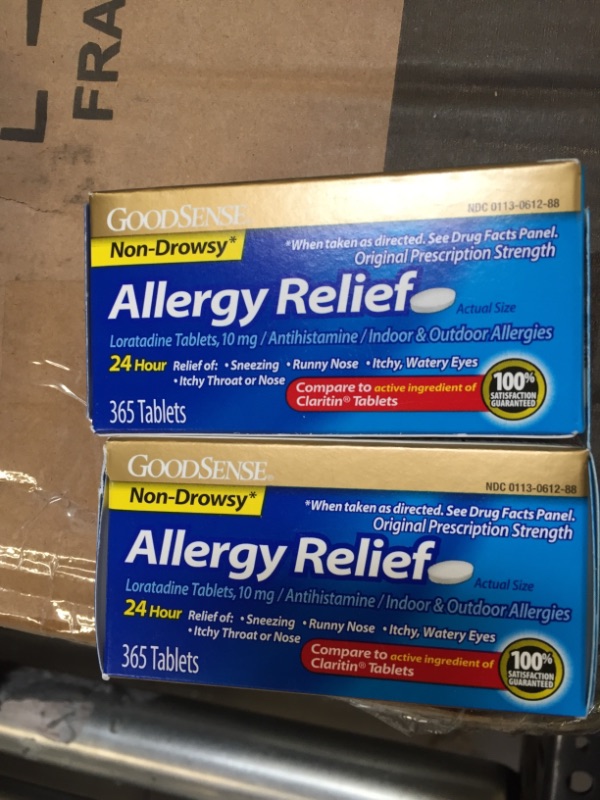 Photo 2 of GoodSense Allergy Relief Loratadine Tablets 10 mg, Antihistamine, Allergy Medicine for 24 Hour Allergy Relief, 365 Count exp 09/2022 ( 2 pack )
