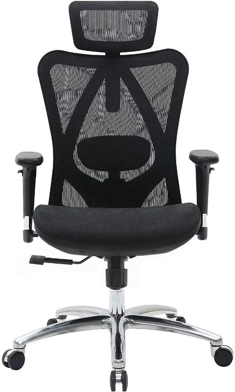 Photo 1 of SIHOO Ergonomic Mesh Office Chair, Computer Desk Chair with 3-Way Armrests, 2-Way Lumbar Support and Adjustable Headrest, High Back Home Office Chair with Tilt Function, Mesh Back and Seat(Black)
