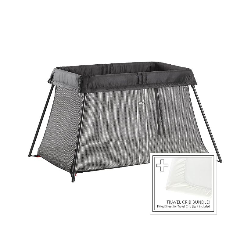 Photo 1 of BabyBjörn Travel Crib Light + Fitted Sheet Bundle Pack, Black, One Size (640001US)

