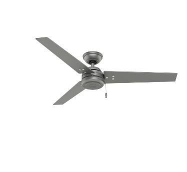 Photo 1 of Hunter 52" Cassius Matte Silver Ceiling Fan with Pull Chain-------fan only not light included 
