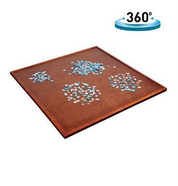 Photo 1 of Jumbl Spinner Puzzle Board | 35" x 35" Wooden Jigsaw Lazy Susan Turntable w/ 360? Rotation | Smooth Plateau Fiberboard Work Surface & Reinforced Hardwood | for Games & Puzzles | 1500 Pieces
