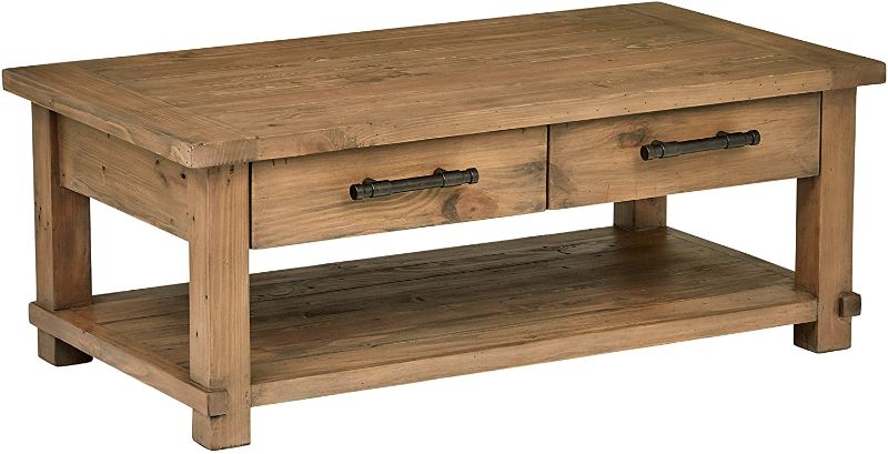 Photo 1 of Amazon Brand – Stone & Beam Ferndale Rustic Coffee Table, 51"W, Sandstone    FACTORY SEALED AND WRAPED 
