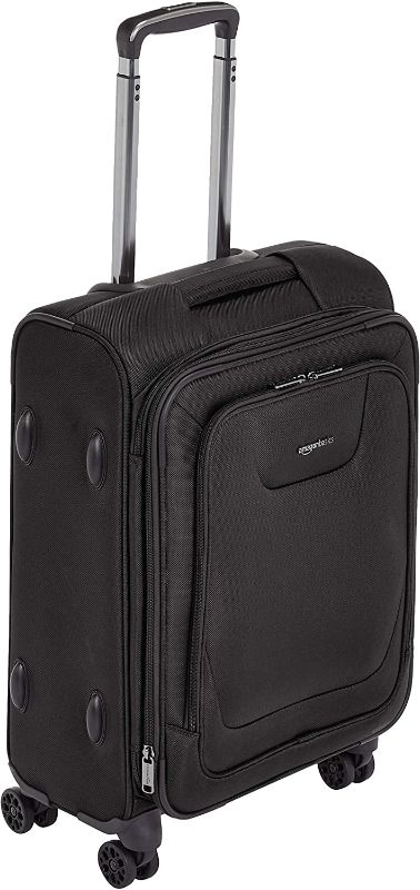 Photo 1 of Amazon Basics Expandable Softside Carry-On Spinner Luggage Suitcase With TSA Lock And Wheels - 23 Inch, Black
