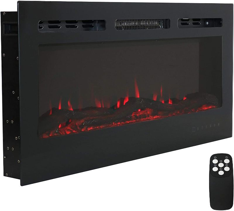 Photo 1 of Sunnydaze Modern Flame 40-Inch Mounted Indoor Electric Fireplace - Horizontal LED Electronic Fireplace - Wall-Mounted or Recessed Installation - 9 Color Options for Flames - Black Finish
(( FACTORY SEALED ))