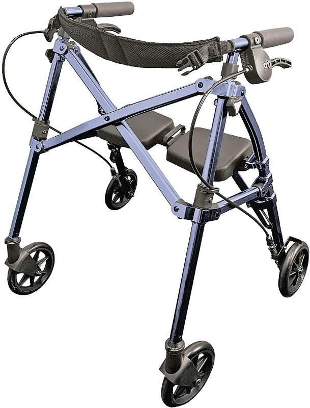 Photo 1 of Able Life Space Saver Rollator Short, Lightweight Junior Folding Walker for Seniors and Adults, Petite Walker with Wheels and Seat, Cobalt Blue