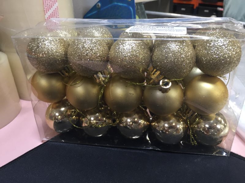Photo 2 of 30PCS Gold Christmas Balls Ornament for Xmas Tree, Golden Shatterproof Christmas Tree Decorations, Decorative Hanging Balls Ornaments Baubles, for Holiday Party Decor