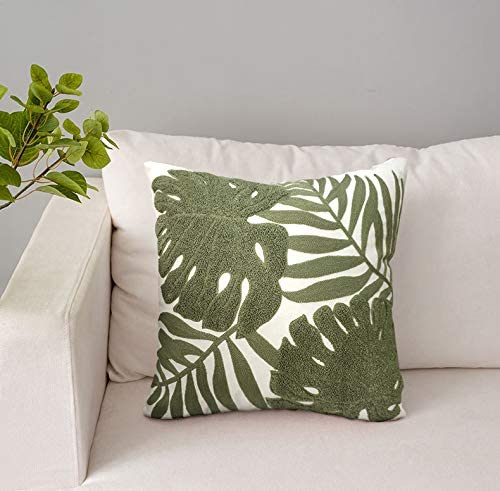 Photo 1 of Decorative Pillow Cover 18X18 Inch Leaves Cushion Cover Tropical Leaves Plant Pattern Square Pillow Case Home Sofa Bed Car Decor