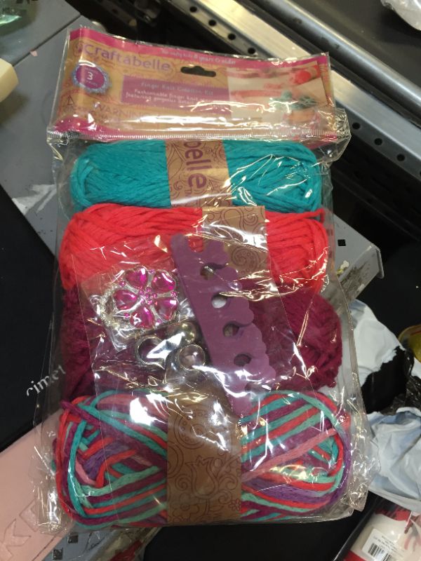 Photo 1 of Craftabelle – Finger Knit Creation Kit – Beginner Knitting Kit – 11pc Weaving Set with Yarn and Accessories – DIY Craft Kits for Kids Aged 8 Years +
