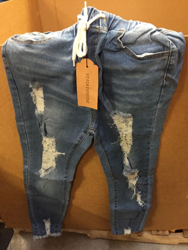 Photo 1 of Women Plus Size Ripped Stretch Jeans, Distressed Jean Pants, Skinny Denim