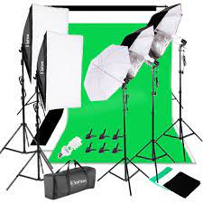 Photo 1 of Photography back drop set with umbrellas, light bulbs, stands