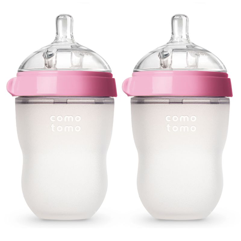 Photo 1 of Comotomo Natural Flow Baby Bottle Colic Prevention 2-Pack Pink 250 ML
