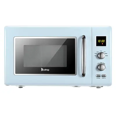 Photo 1 of ZOKOP 0.9 CU.FT. Retro Microwave with 5 Pre-programmed Settings - Blue
