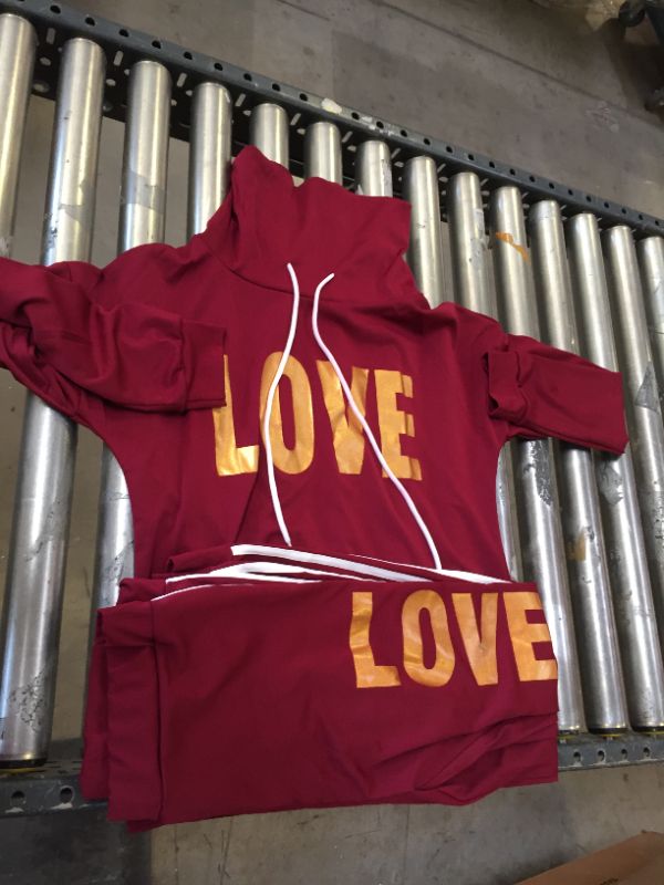 Photo 1 of "Love" large sized two piece burgundy colored 