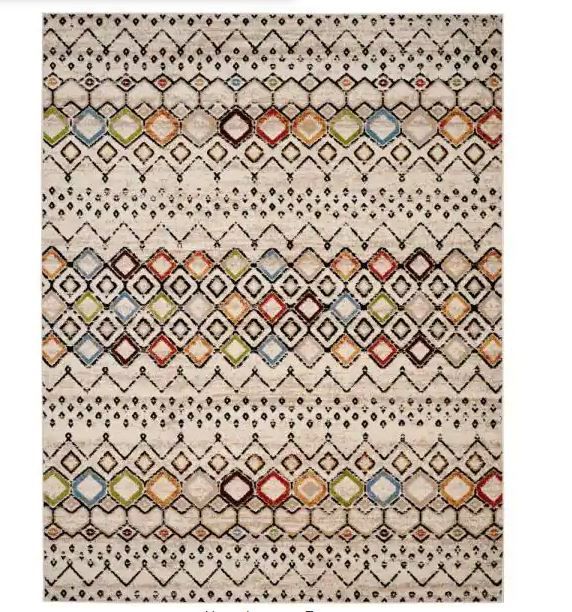 Photo 1 of Amsterdam Ivory/Multi 9 ft. x 12 ft. Geometric Area Rug
