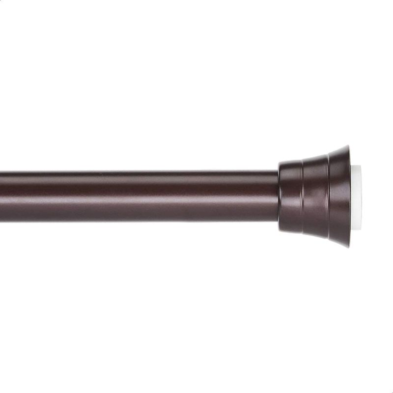 Photo 1 of Amazon Basics Tension Curtain Rod, Adjustable 42-72" Width - Bronze, Tiers Finial
