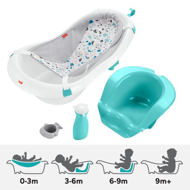 Photo 1 of Fisher-Price 4-in-1 Sling 'N Seat Baby Bath Tub, Ocean Sands
