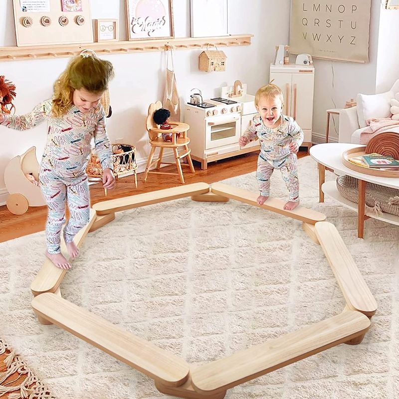 Photo 1 of Balance Beam Stepping Stones Gymnastics Obstacle Course Balance Board Kids, Montessori Toy, Montessori Furniture, Montessori Wooden Furniture, Toddler Gift, Wooden Balance Beam, Gymnastic Beam
