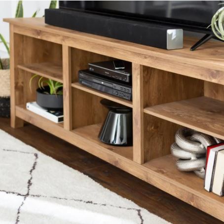 Photo 1 of Barnwood 70 in. Barnwood MDF TV Stand 70 in. with Adjustable Shelves
