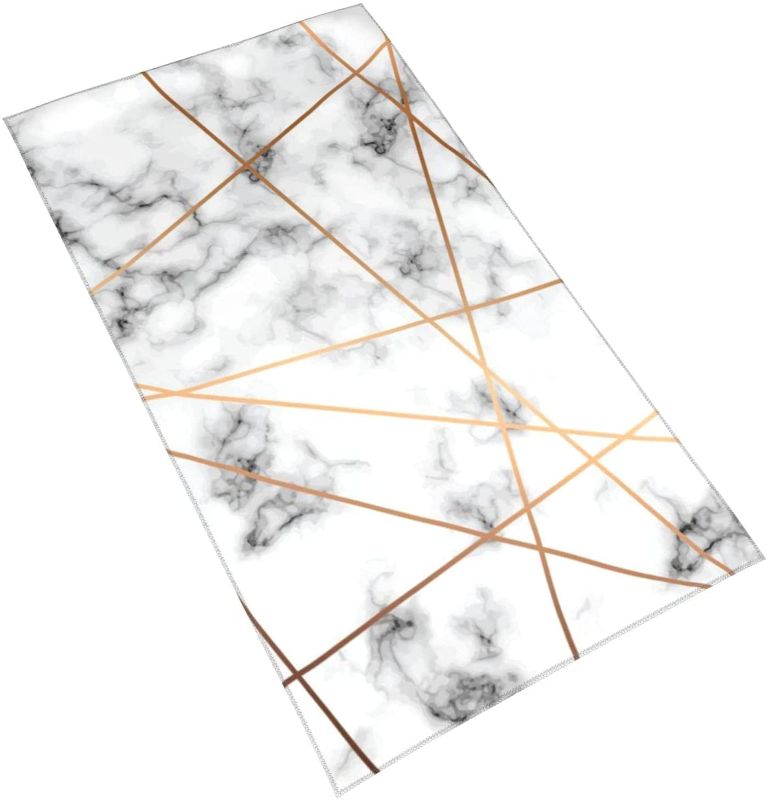 Photo 1 of Marbling Texture Gold Lines White Marble Hand Towels Ultra Soft Highly Absorbent Bathroom Towel Multipurpose Thin Kitchen Dish Guest Towel for Gym, Hotel and Spa Christmas Decor 27.5 x 15.7 inches
