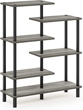 Photo 1 of Furinno Turn-N-Tube 6-Tier Accent Display Rack, French Oak Grey/Black
