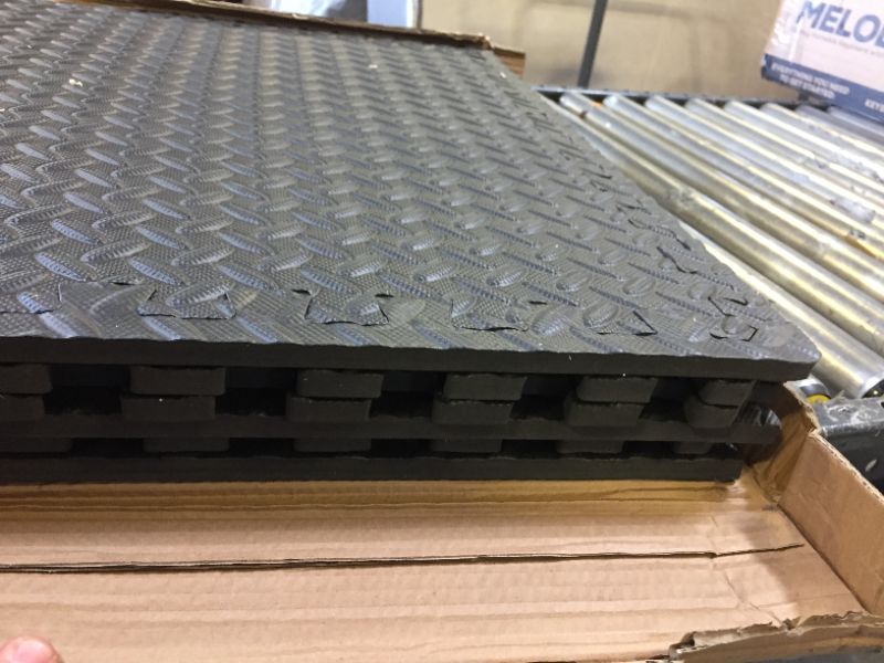 Photo 3 of Amazon Basics Foam Interlocking Exercise Gym Floor Mat Tiles - 6-Pack, 24 x 24 x .5 Inch Tiles (24 sqft)
