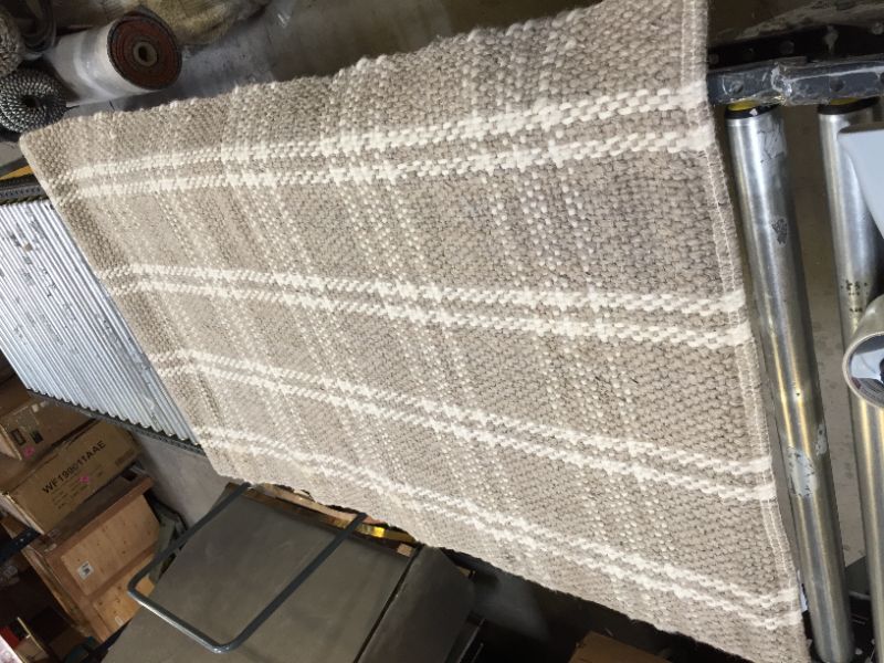 Photo 5 of 3'x5' Wool/Cotton Plaid Rug Neutral - Threshold™ designed with Studio McGee

