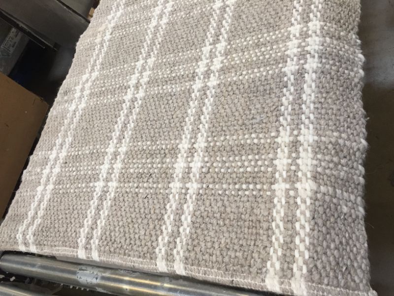 Photo 3 of 3'x5' Wool/Cotton Plaid Rug Neutral - Threshold™ designed with Studio McGee

