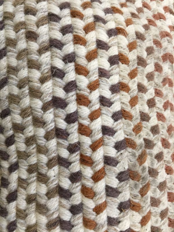 Photo 2 of 12X10FT WOVEN RUG. ORANGE BROWN AND WHITE PATTERN.