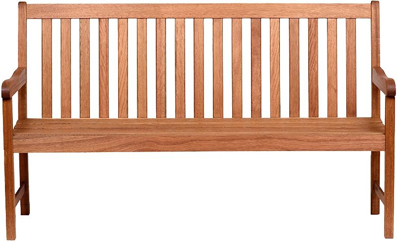 Photo 1 of Amazonia Milano 5-Feet Patio Bench | Eucalyptus Wood | Ideal for Outdoors and Indoors, Light Brown
