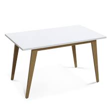 Photo 1 of 51" Mid-Century Modern Rectangular Wood Dining Table, White
