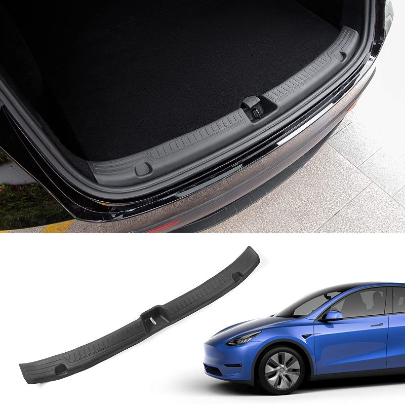 Photo 1 of  Model Y Rear Bumper Guard TPE Trunk Bumper Protector Guard for Tesla Model Y Accessories 2020 2021 2022 (Rear Bumper Guard)