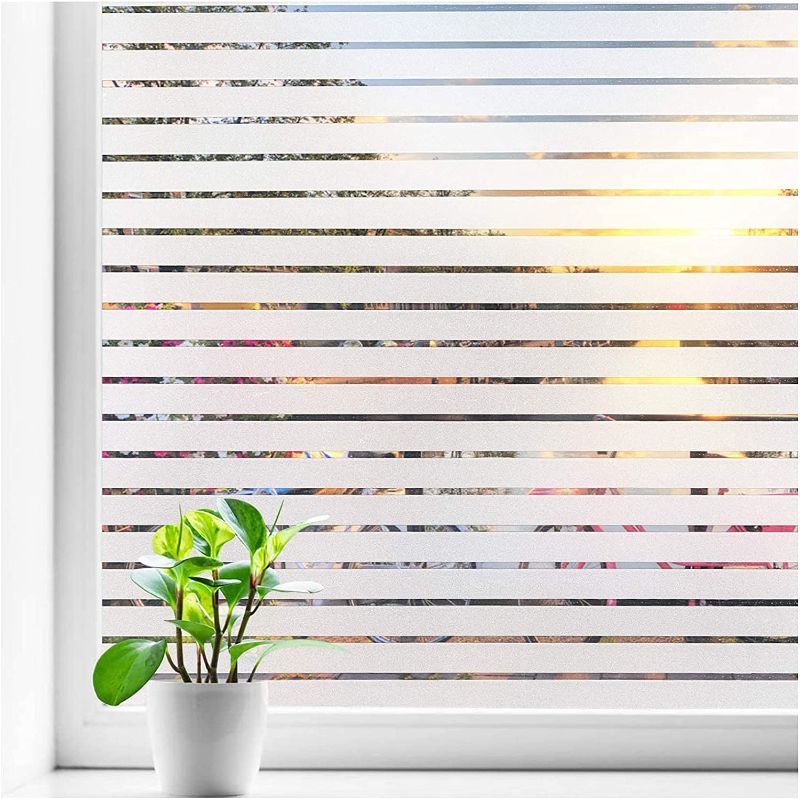 Photo 1 of Coavas Window Privacy Film Blinds Frosted Glass Film Sun UV Blocking Static Clings Non-Adhesive Heat Control Home Office Decorative Stickers Bathroom Door Covering(35.4 x 157.4 Inch, Pure)
