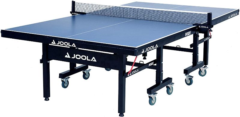 Photo 1 of JOOLA Inside - Professional MDF Indoor Table Tennis Table with Quick Clamp Ping Pong Net and Post Set - 10 Minute Easy Assembly - Ping Pong Table with Single Player Playback Mode
corner damage
