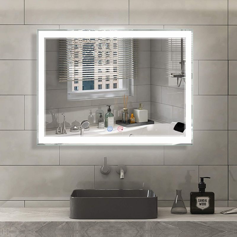 Photo 1 of Aquaterior 32"x24" LED Bathroom Mirror with Anti Fog Touch Switch Dimmable Wall Mounted Light Makeup Vanity Mirror (Horizontal/Vertical)
