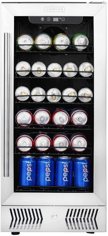 Photo 1 of 15 inch Beverage Refrigerator Cooler Under Counter?Kognita 115 Cans Capacity Built In and Freestanding Bar Beverage Refrigerator Cooler with Quiet Operation Powerful Compressor Cooling System for Soda, Beer, Water or Wine

