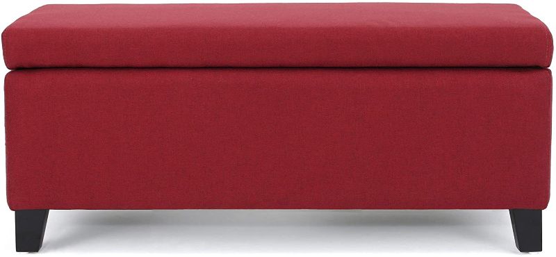 Photo 1 of Christopher Knight Home Breanna Fabric Storage Ottoman, Deep Red
