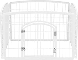 Photo 1 of IRIS USA 4-Panel Pet Playpen with Door, Size 35.25"L x 35.25"W x 24"H CI-604, White
