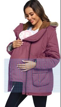 Photo 1 of Maacie Womens Maternity 3 in 1 Thickened Outwear Fleece Lined Coat Winter Warm Hooded XL
