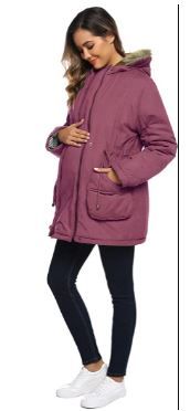 Photo 4 of Maacie Womens Maternity 3 in 1 Thickened Outwear Fleece Lined Coat Winter Warm Hooded XL
