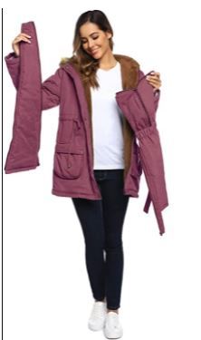 Photo 2 of Maacie Womens Maternity 3 in 1 Thickened Outwear Fleece Lined Coat Winter Warm Hooded XL
