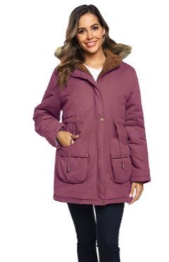 Photo 3 of Maacie Womens Maternity 3 in 1 Thickened Outwear Fleece Lined Coat Winter Warm Hooded XL
