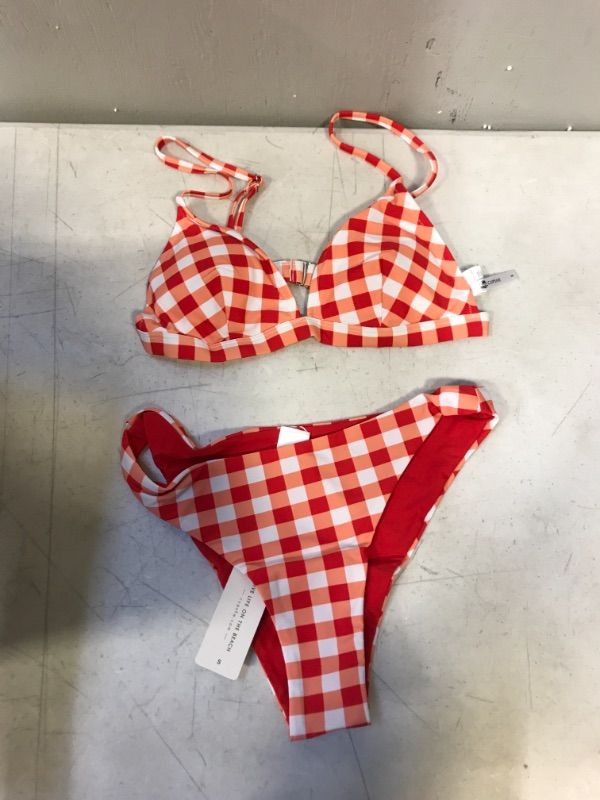 Photo 2 of Mariam Gingham Triangle Reversible Low Waisted Bikini. Small
