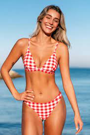 Photo 1 of Mariam Gingham Triangle Reversible Low Waisted Bikini. Small
