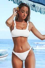 Photo 2 of Cupshe White Ruffle Ribbed Bikini
