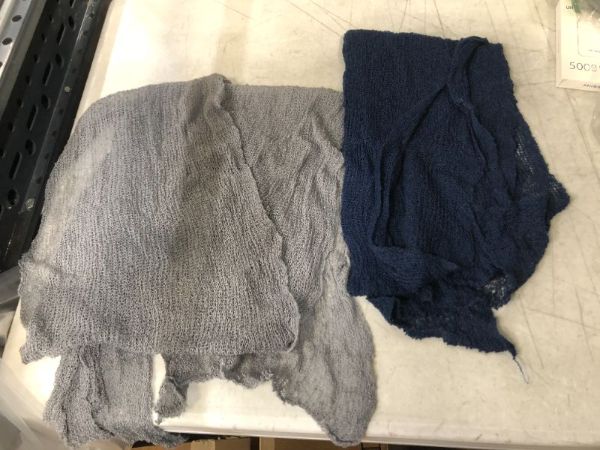 Photo 1 of 2 Pack Grey and Blue Knitted Scarf